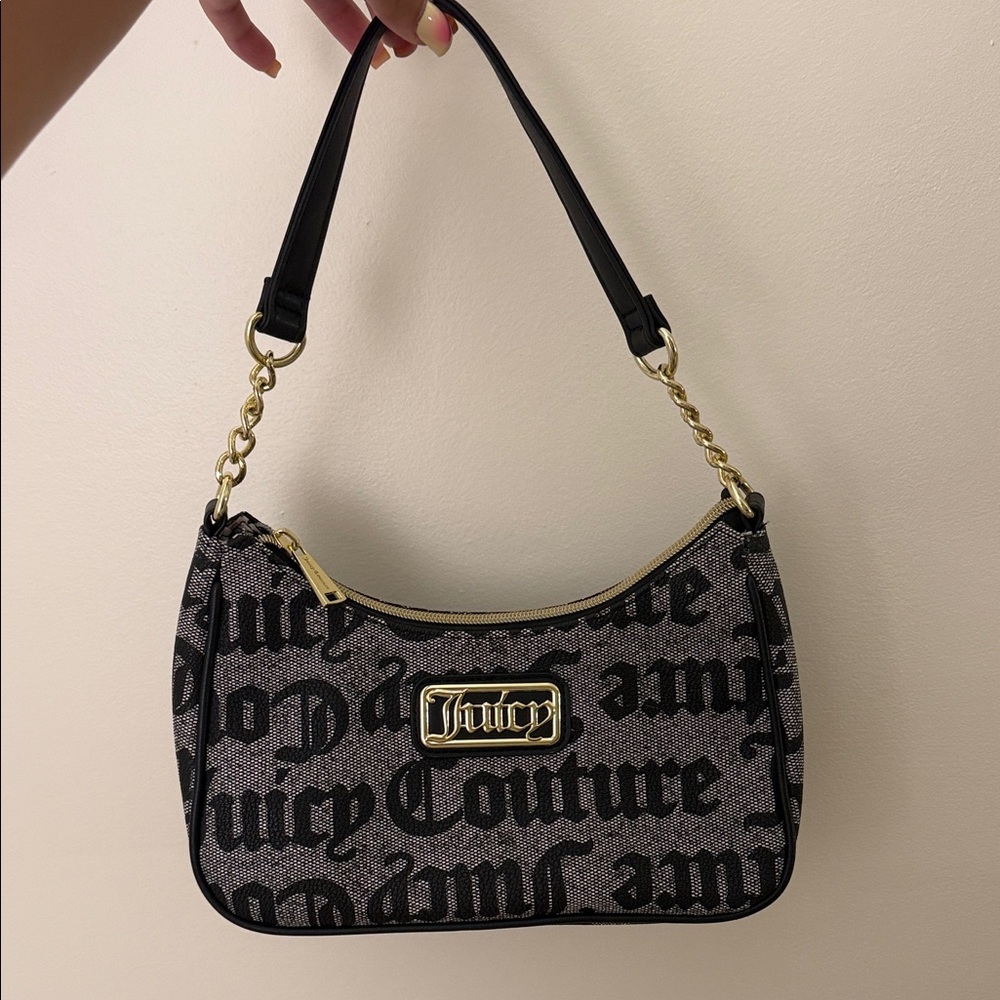 Juicy Couture Black and Gold Shoulder Bag